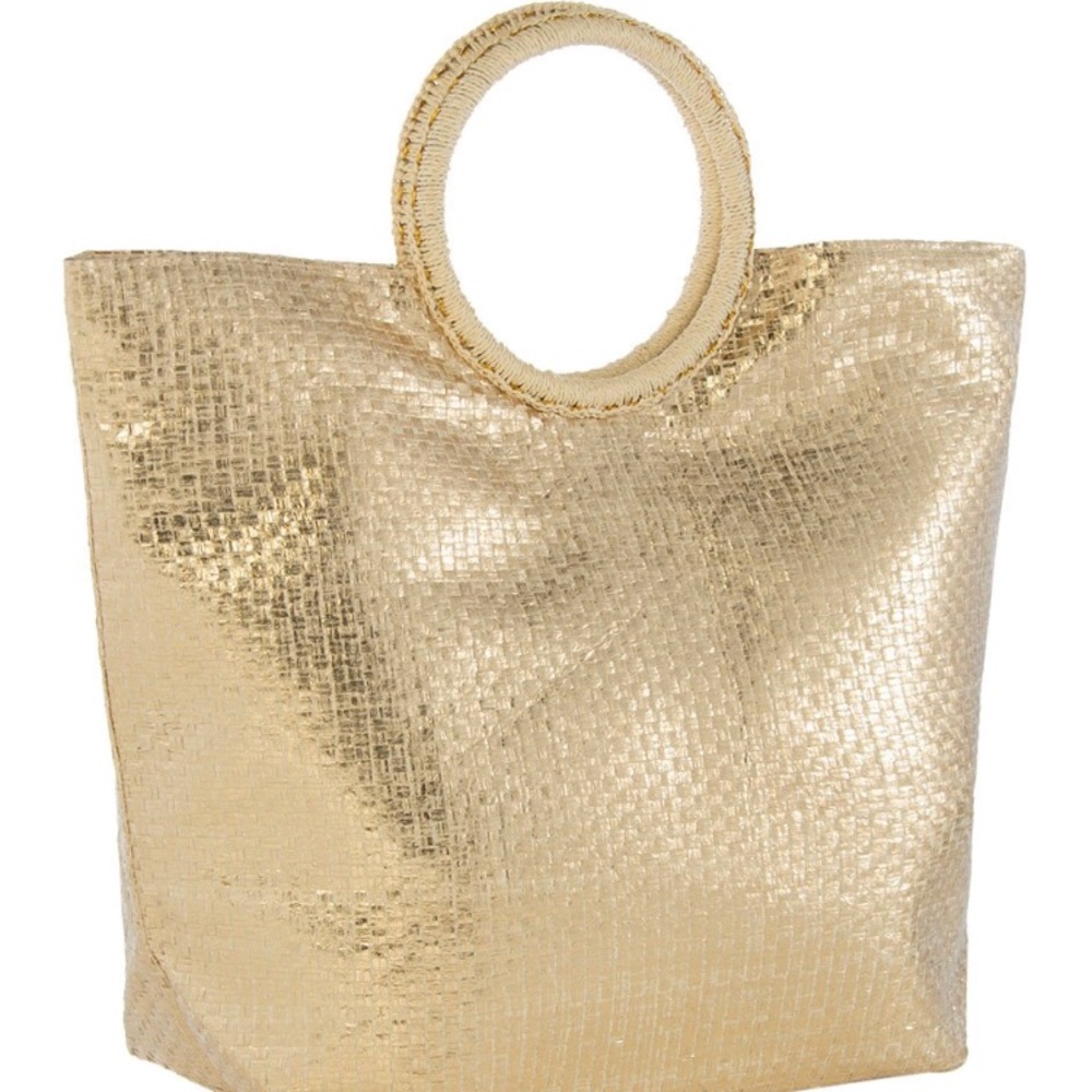 Ray of Sun Circle handle Straw Tote Bag